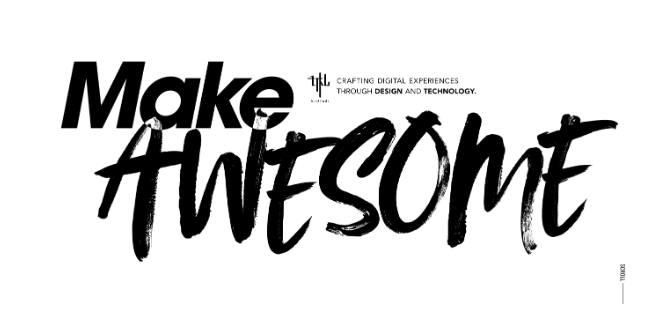 Diseño de un sitio web donde aparecen las palabras " Make Awesome" en grande, centrada, en negro con el fondo blanco.